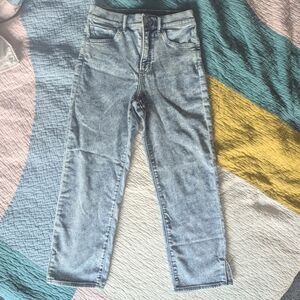 High-Rise Acid Wash Straight Leg Ankle Jeans